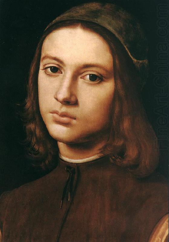Portrait of a Young Man (detail) af, PERUGINO, Pietro